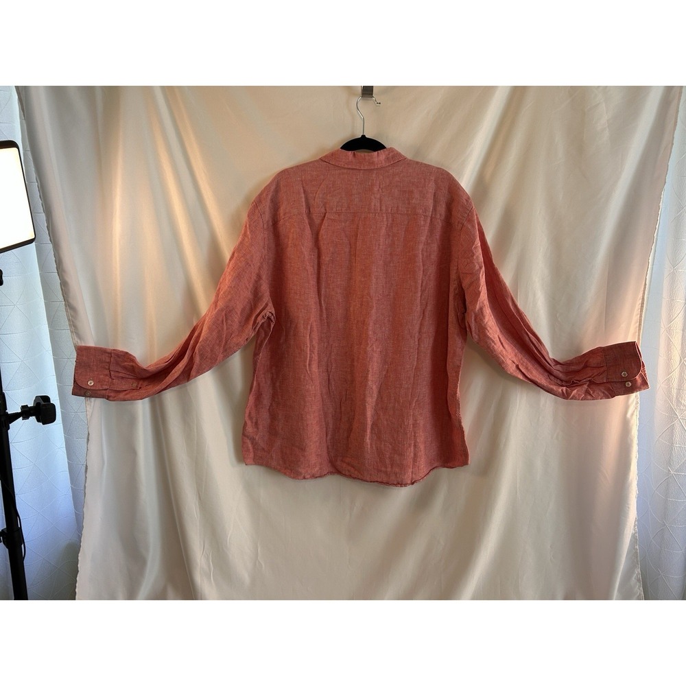UNTUCKit Mens XXL 100% Linen Long Sleeve Button Down Shirt Red Casual Vacation - Picture 8 of 13